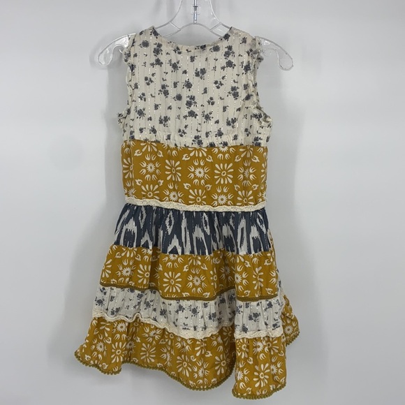 Max Girls Yellow Mixed Media Boho Dress size 3-4 - Picture 7 of 7